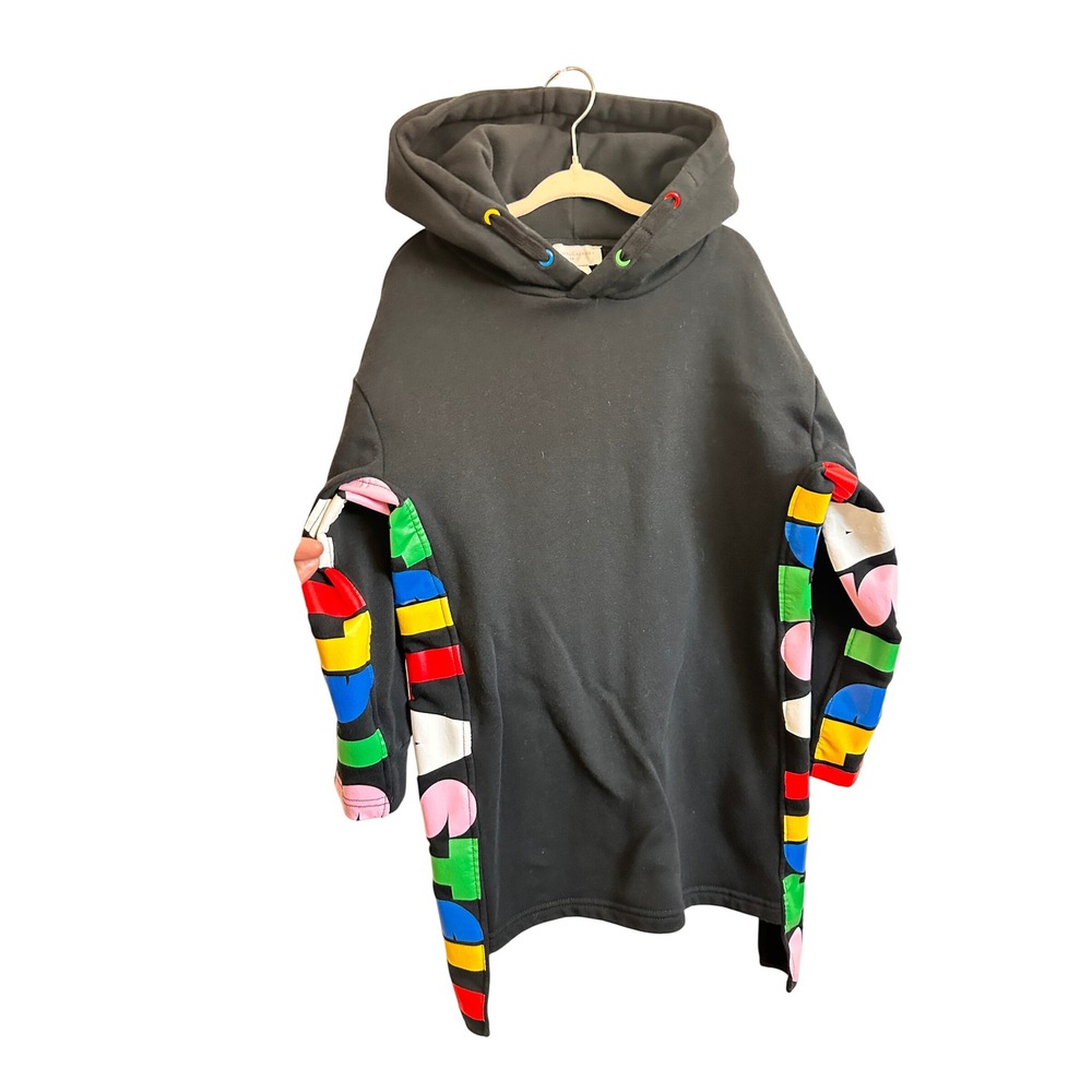 Stella McCartney Kids Girls Black Logo Tape Hoodie Sweatshirt Size 5